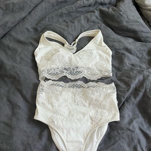 Asos Bridal Bikini Swimsuit Size 0 Women’s White Lace High Waist